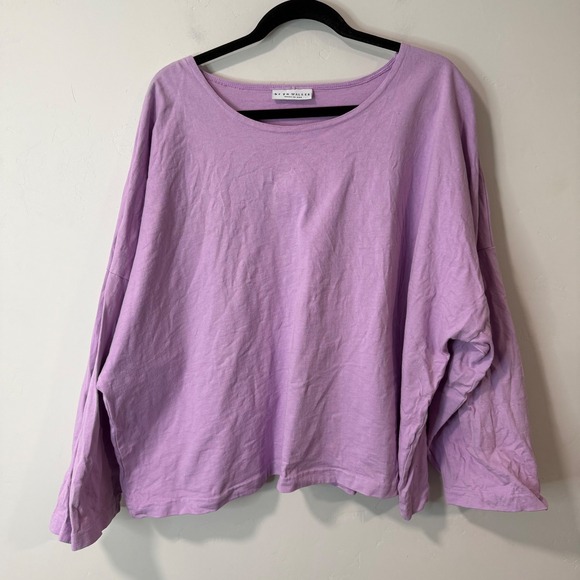 bryn Walker Tops - Bryn Walker Purple Cotton Long Sleeve Scoop Neck Boxy Top XL Natural Fiber